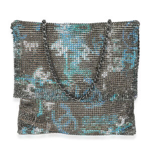 Chanel Silver Blue Graffiti CC Chainmail Flap Bag